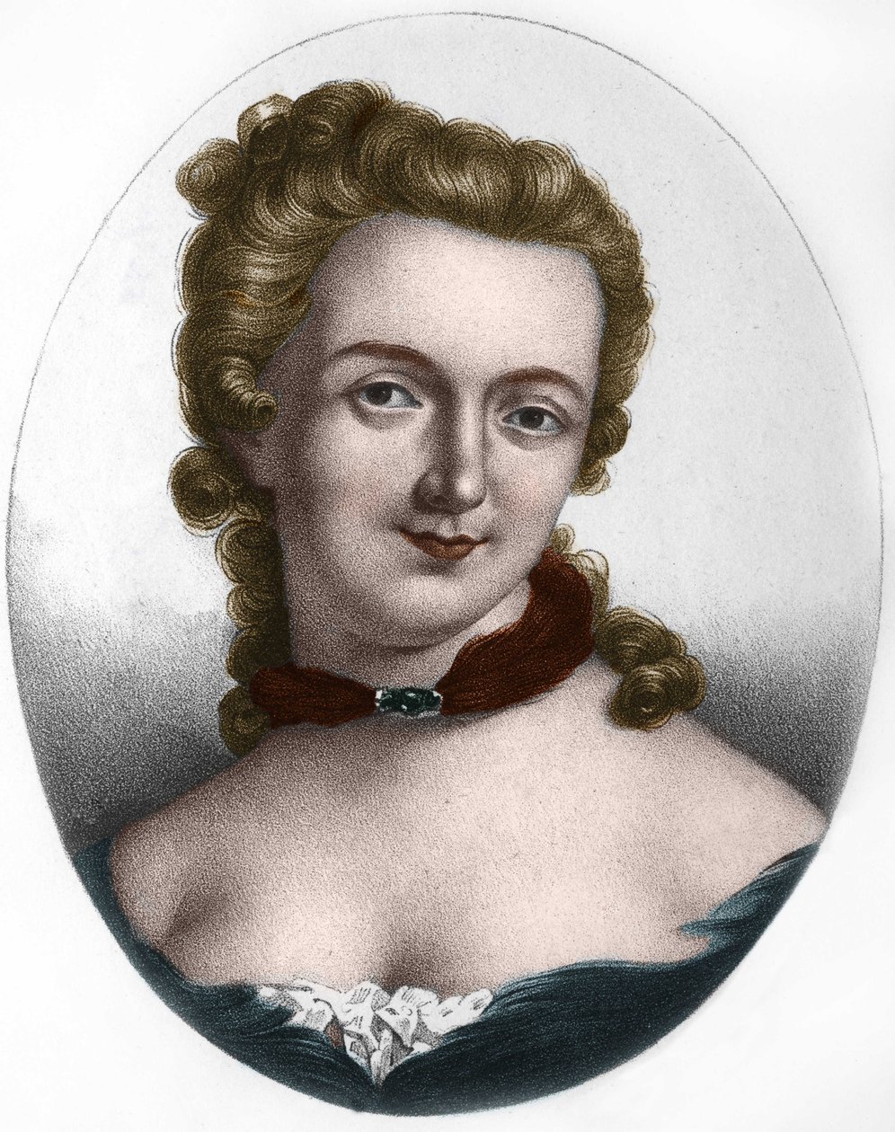 Portrét Gabrielle Emilie de Breteuil, markýza (madame) du Chatelet (1706-1749) Marquise Le Tonnelier de Breteuil, francouzská spisovatelka. od Unknown artist