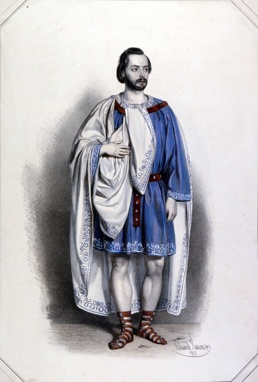 Portrét Gaetana Fraschiniho (1816-1887) v roli Foresta v opeře "Atila" "od Giuseppe Verdiho (1813-1901) 19. od Unknown artist