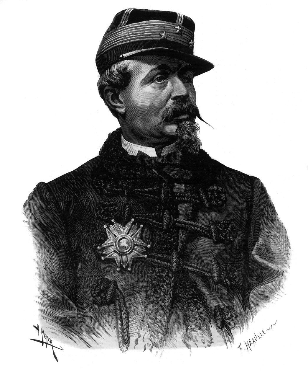 Portrét generála Alfreda Chanzyho (1823-1883), rytina z roku 1883 od Unknown artist