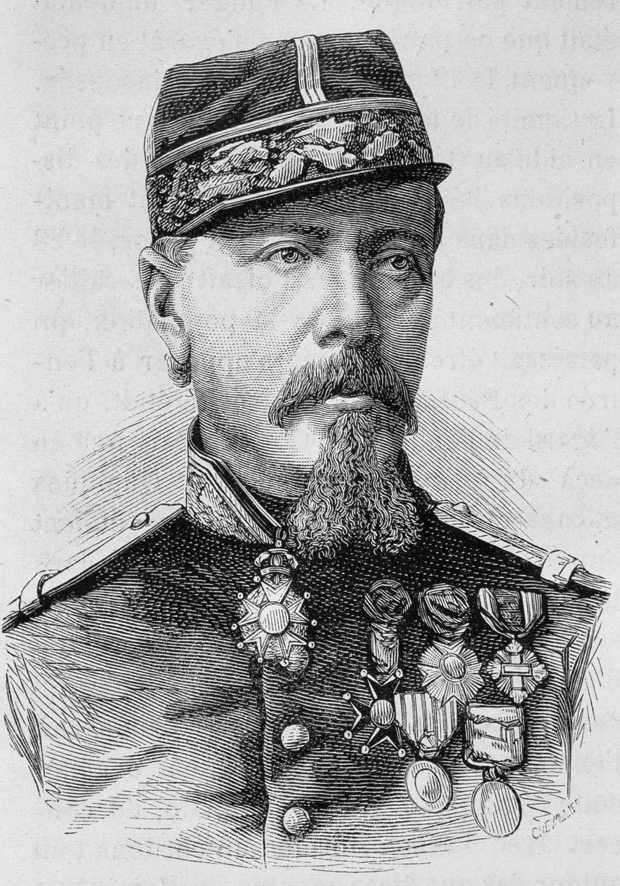 Portrét generála Lecomta, který byl zastřelen povstalci v roce 1871. Rytina konce 19. století v „Histoire de France““ od H. Martina. od Unknown artist