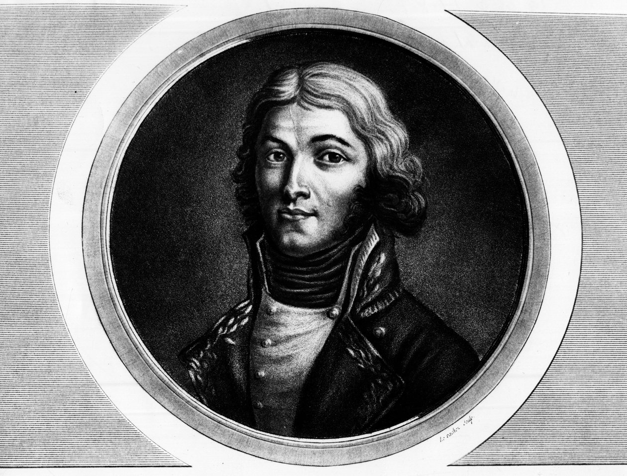 Portrét generála Louise Lazare Hoche (1768-1797). Rytina v „“ Kompletní sbírka historických obrazů francouzské revoluce, ve třech svazcích.“““ 1804. od Unknown artist
