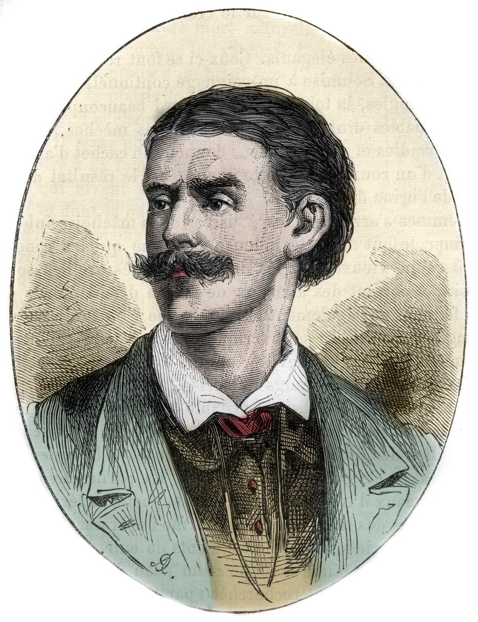 Portrét Georga Augusta Schweinfurtha (1836-1925) německého průzkumníka, botanika a antropologa rytina z „“ Histoire malebné des grands voyages v devatenáctém století““. 1877 od Unknown artist