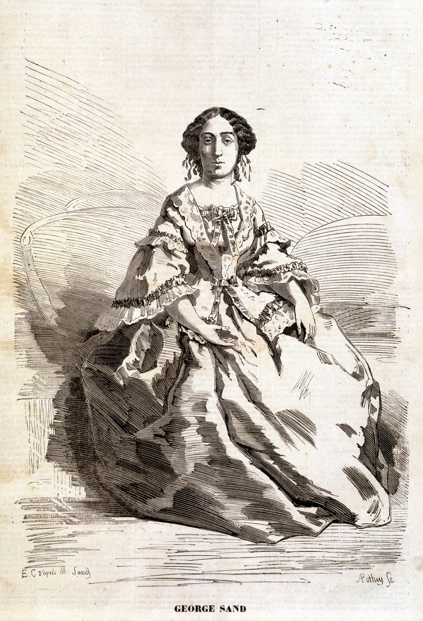 Portrét George Sand (Aurore Dupin, Baronne Dudevant) (1804-1876). od Unknown artist