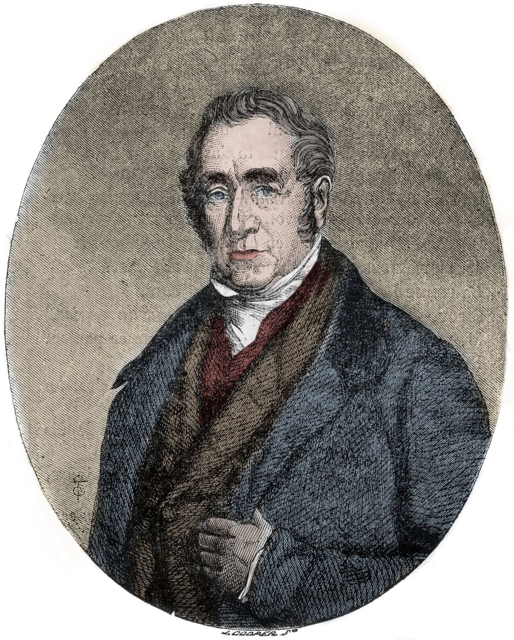 Portrét George Stephensona (1781-1848), britského inženýra a průkopníka železničních lokomotiv od Unknown artist