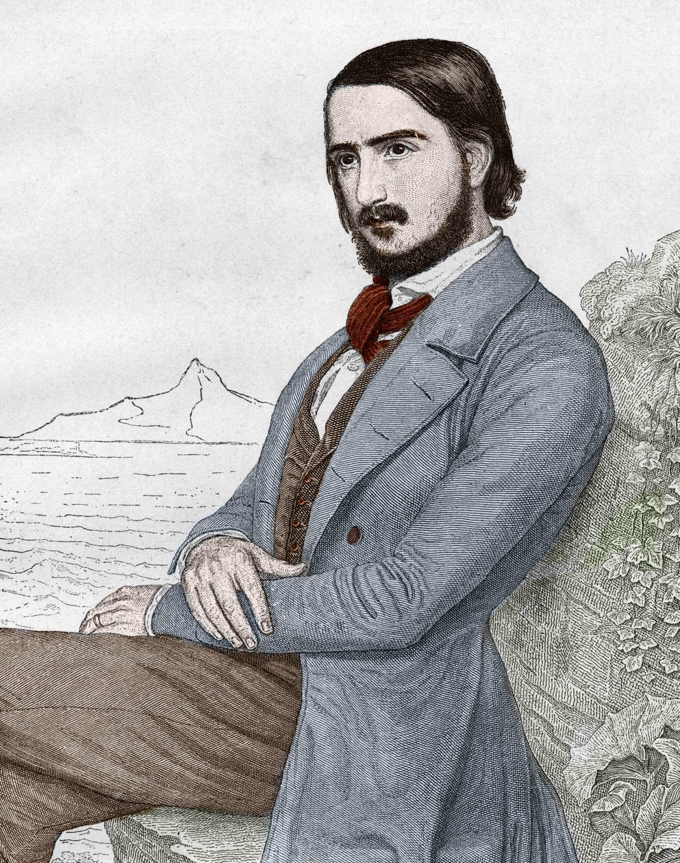 Portrét Georgese (Georga) Herwegha (1817-1875) německý básník podle obrazu C. HITZE. od Unknown artist