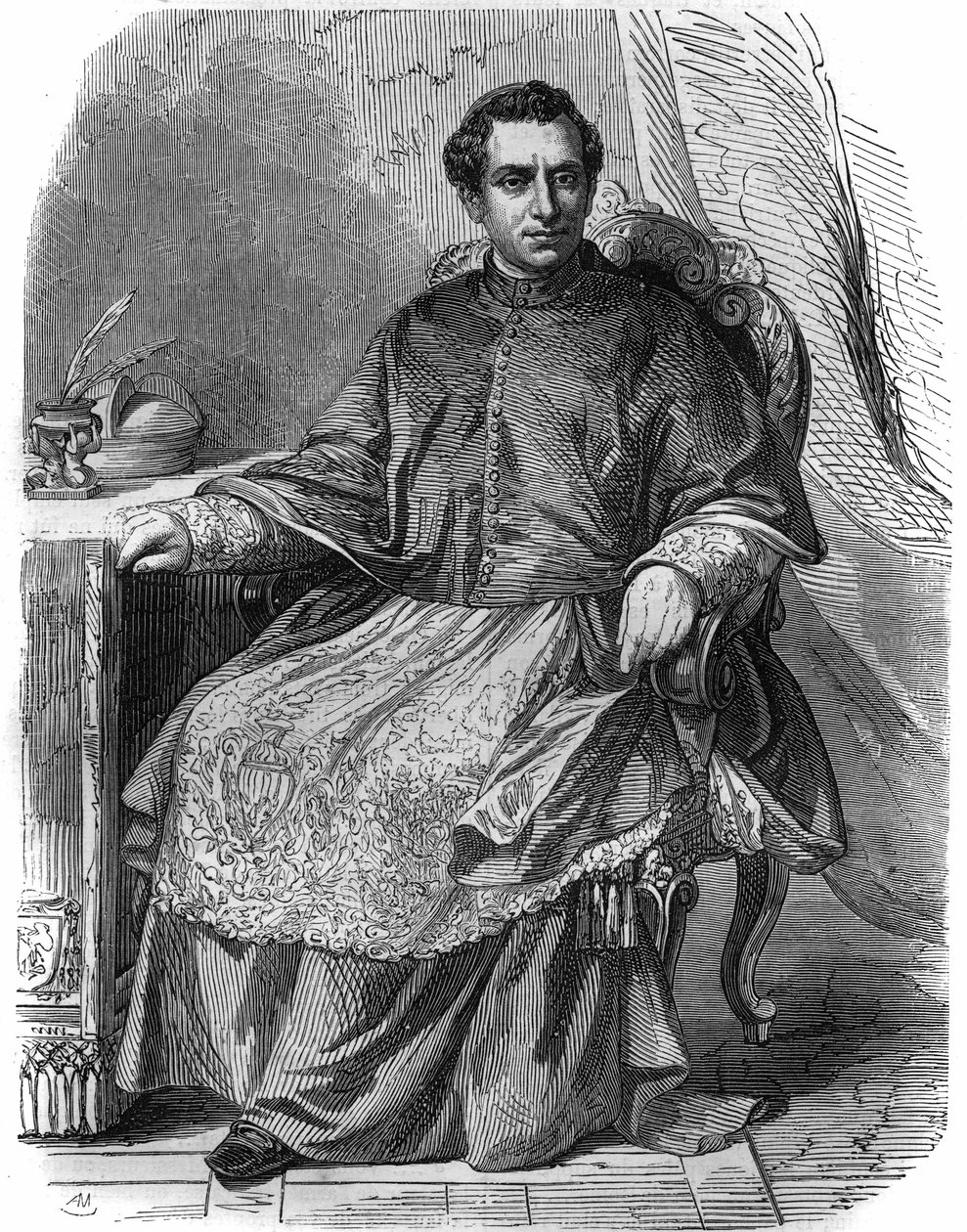 Portrét Giacoma Antonelliho (1808-1878), italského kardinála a státního sekretáře papežské vlády. od Unknown artist