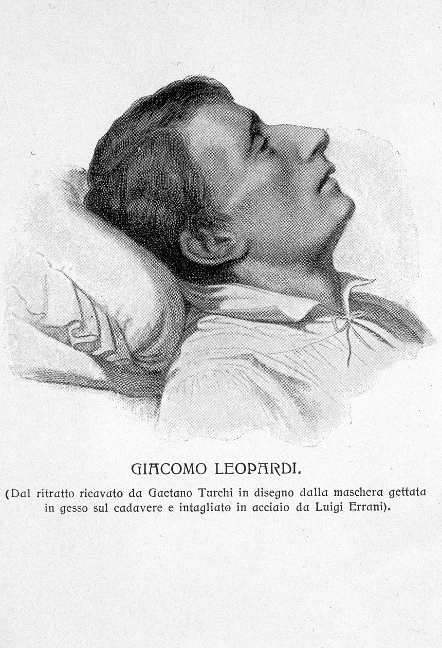 Portrét Giacoma Leopardiho na smrtelné posteli od Unknown artist