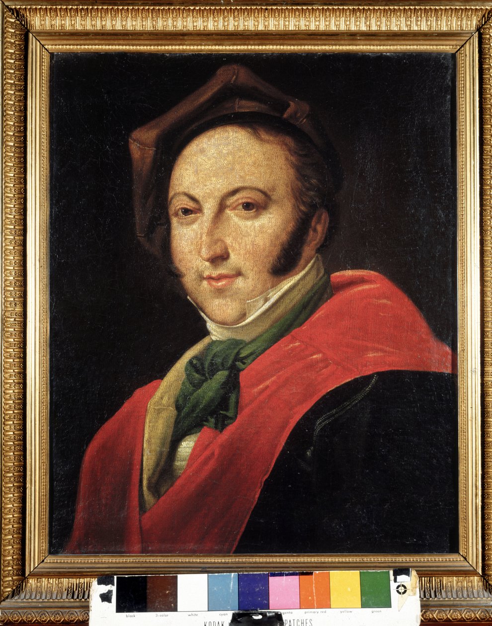 Portrét Gioacchina Rossiniho (1792-1868) s kloboukem. Anonymní malování. Bibliografické muzeum. Bologna od Unknown artist
