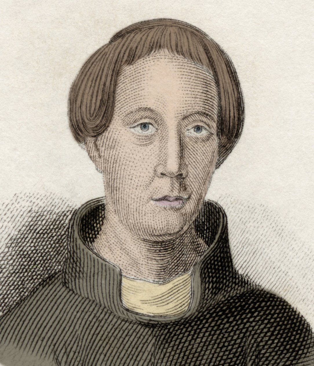 Portrét Girauda de Barri nebo Girauda Kambria (asi 1145-asi 1223), velšského duchovního a historika. Také nazývaný Gerallt Gymro, Gerald z Walesu a Gerald Barry. Rytina 19. století. od Unknown artist
