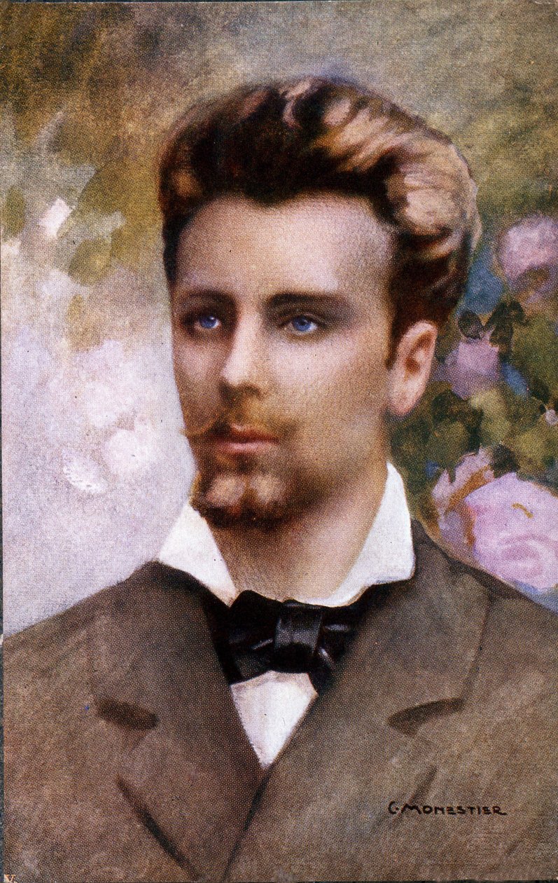 Portrét Guglielma Oberdana (1858-1882), pohlednice podle obrazu C. Monestiera. od Unknown artist