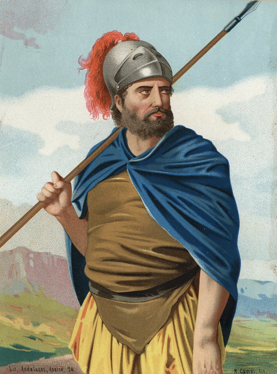 Portrét Hannibala nebo Hannibala kartáginského válečného muže (Punic) (247 př.nl - 183 př.nl). po „“ hombres y Mujeres celebres““. Barcelona 1877. od Unknown artist