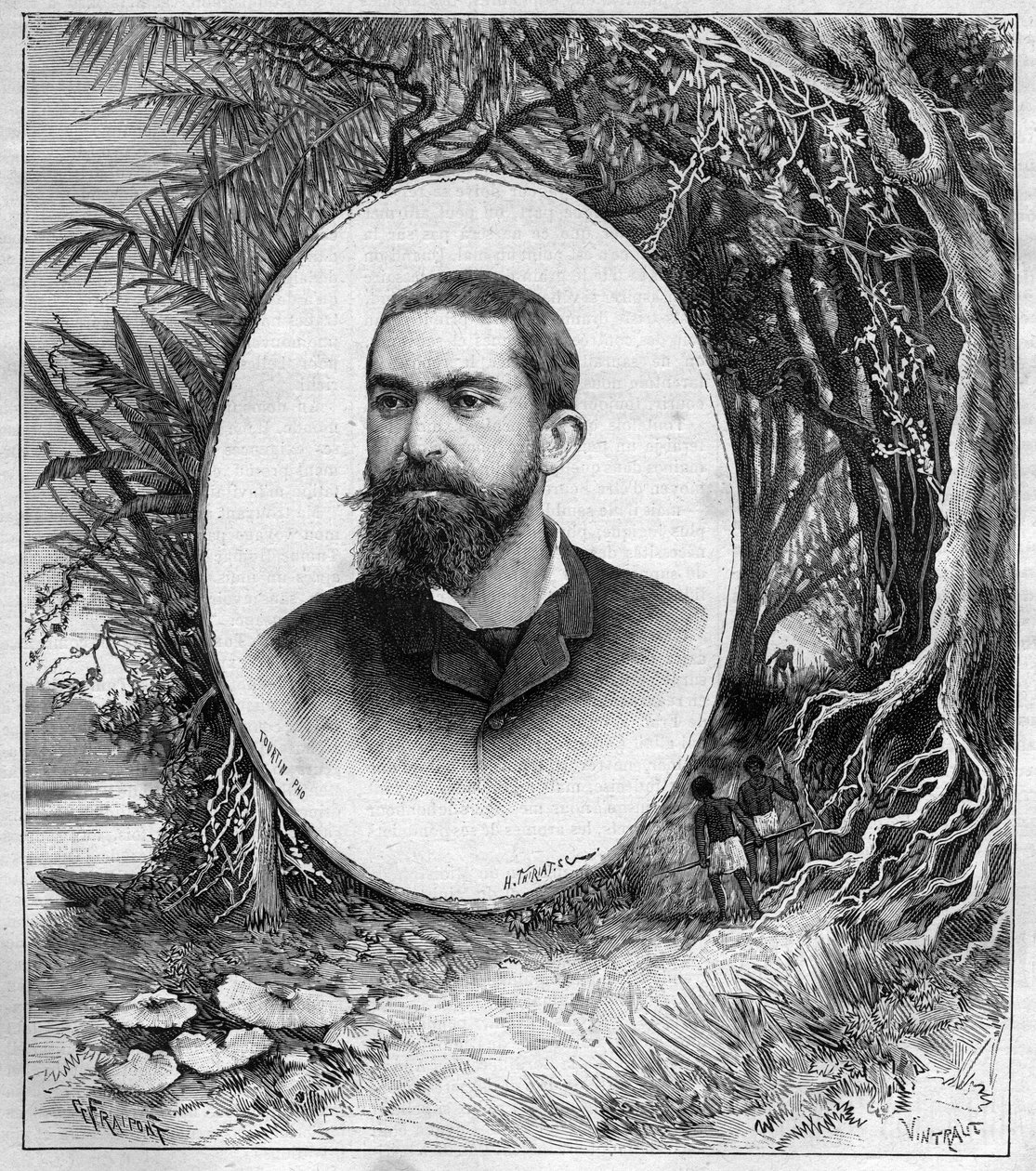 Portrét Henriho Coudreaua (1859-1899), profesora geografie a průzkumníka Amazonie (Brazílie) - rytina v journal des voyages 1889 od Unknown artist