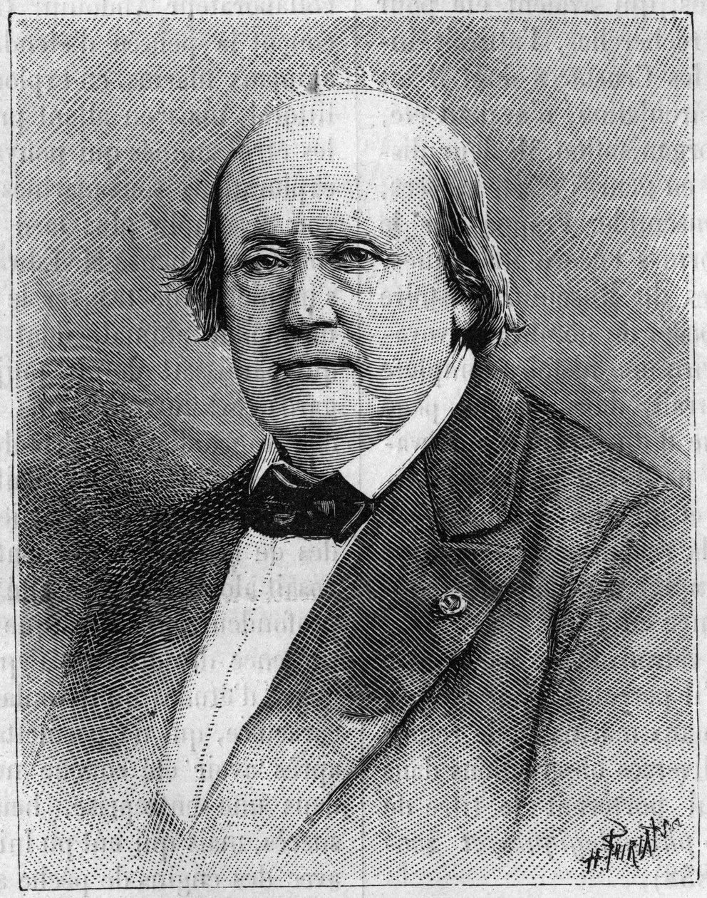 Portrét Henri Milne Edwards (Milne-Edwards) (1800-1885), francouzský přírodovědec. (Z fotografie). Gravírování do „“ Příroda: přehled věd a jejich aplikací v umění a průmyslu““ z 8. srpna od Unknown artist