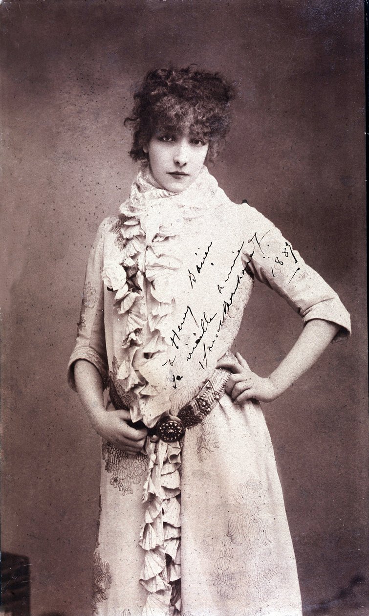 Portrét Henriette Rosine Bernard dit Sarah Bernhardt (1844-1923), podepsaná fotografie od Unknown artist