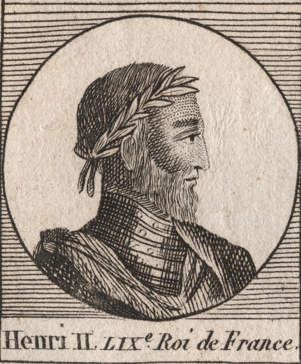 Portrét Jindřicha II. (1519-1559) francouzského krále - Jindřich II. (1519-59), francouzský král - rytina z „Instruction sur l