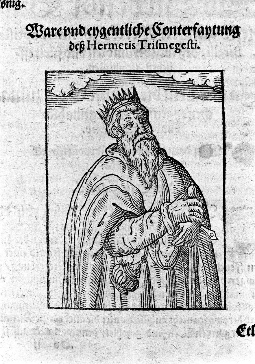 Portrét Hermes Trimegiste (Trismegistus), astrolog. Rytina z „Alchimia Nova“ od Giovanniho Battisty Birelliho od Unknown artist