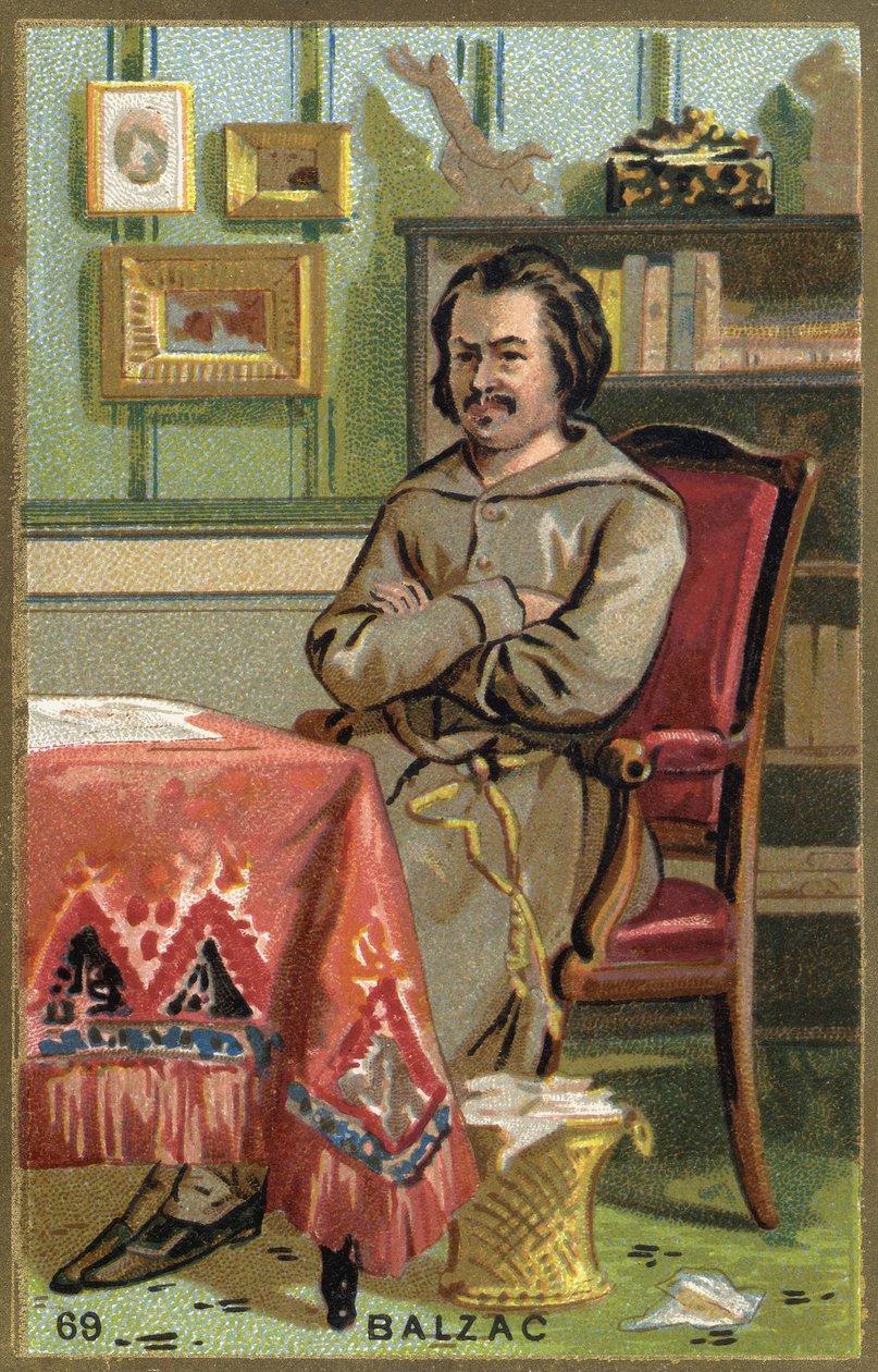 Portrét Honoré de Balzaca (1799-1850), francouzského spisovatele. Chromolitografie 19. století. od Unknown artist