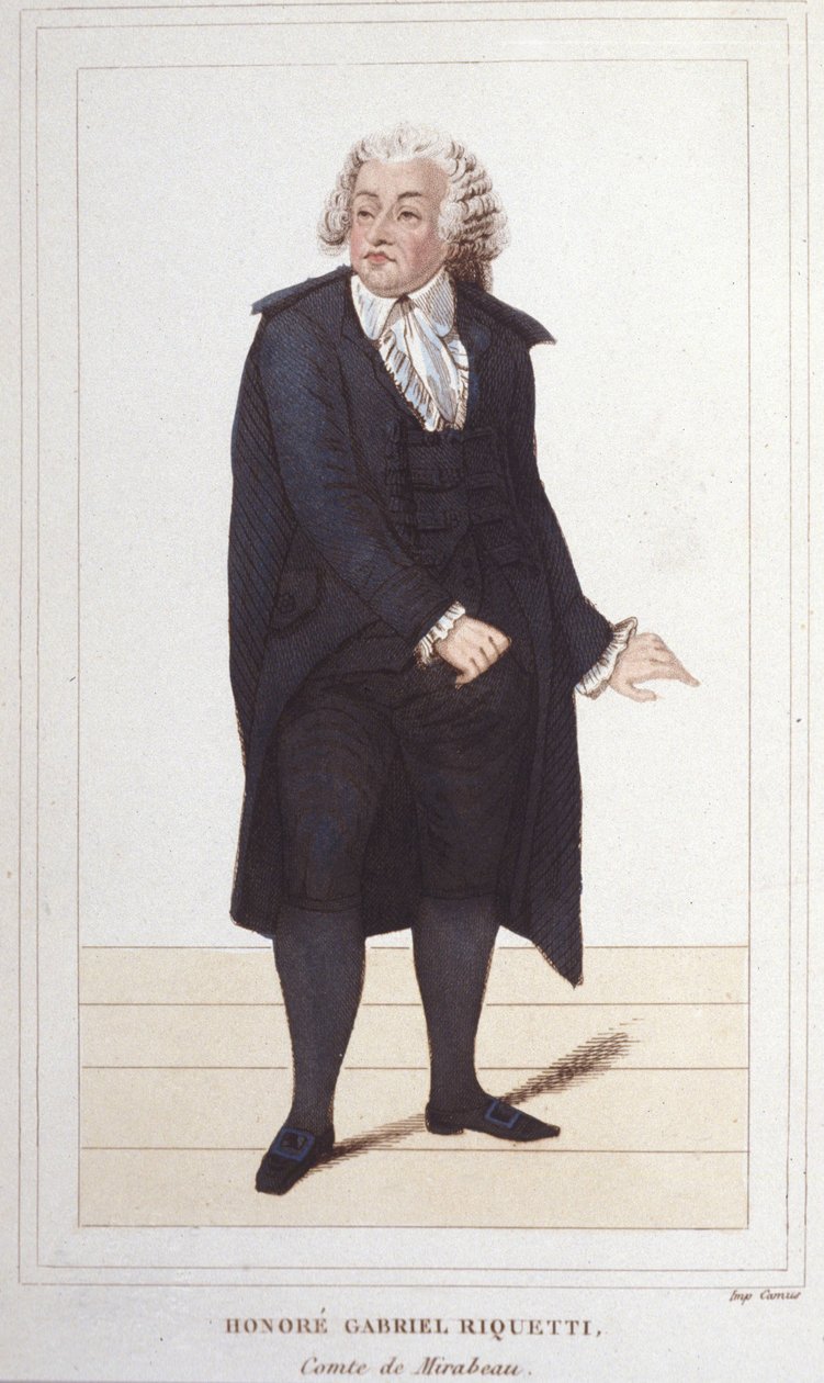 Portrét Honore Gabriela Riquettiho, hraběte z Mirabeau (1749-1791), francouzského politika. rytina z roku 1830 od Unknown artist