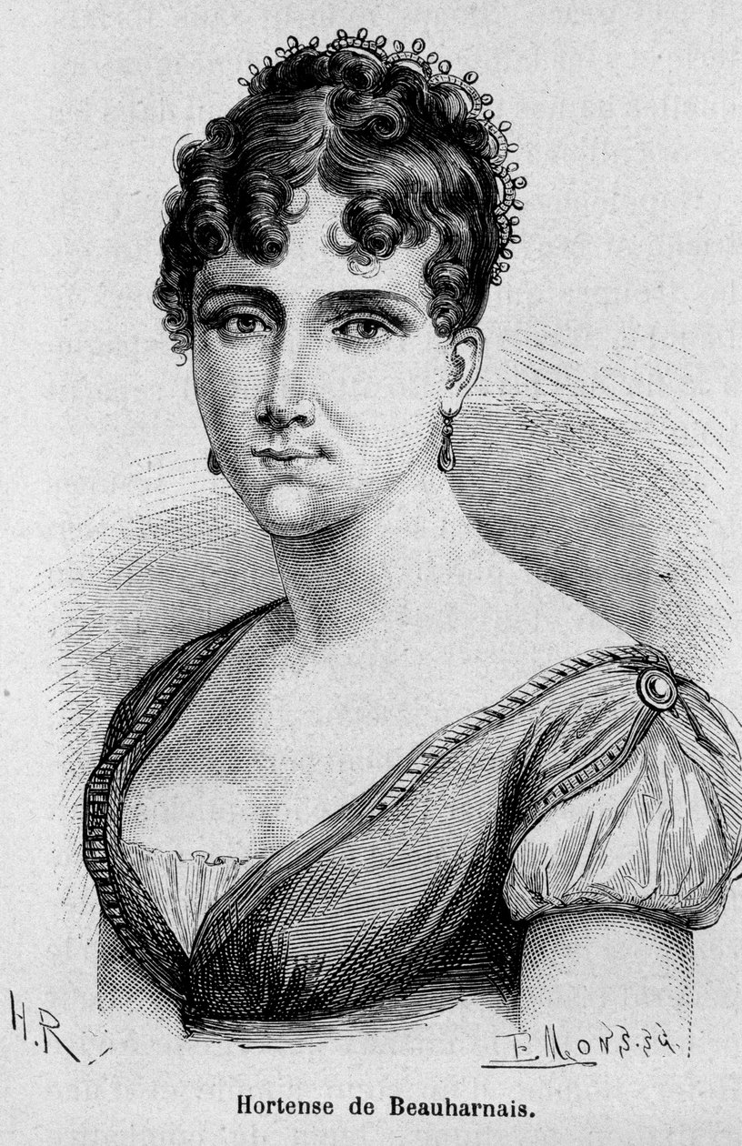 Portrét Hortense Eugenie Cecile de Beauharnais, královny Holandska (1783-1837), dcery Josephine de Beauharnais a vikomta Alexandra de Beauharnais - v „“L’Histoire de France““ od Henriho Martina od Unknown artist