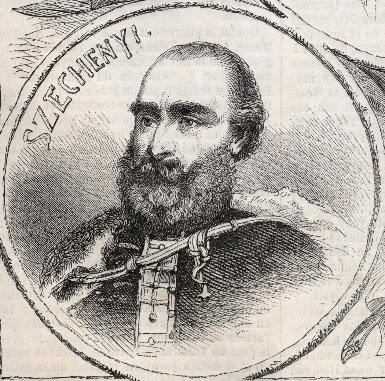 Portrét Istvana Szechenyiho (1791-1860), maďarského politika - rytina z „“The Illustrous World““ od Unknown artist