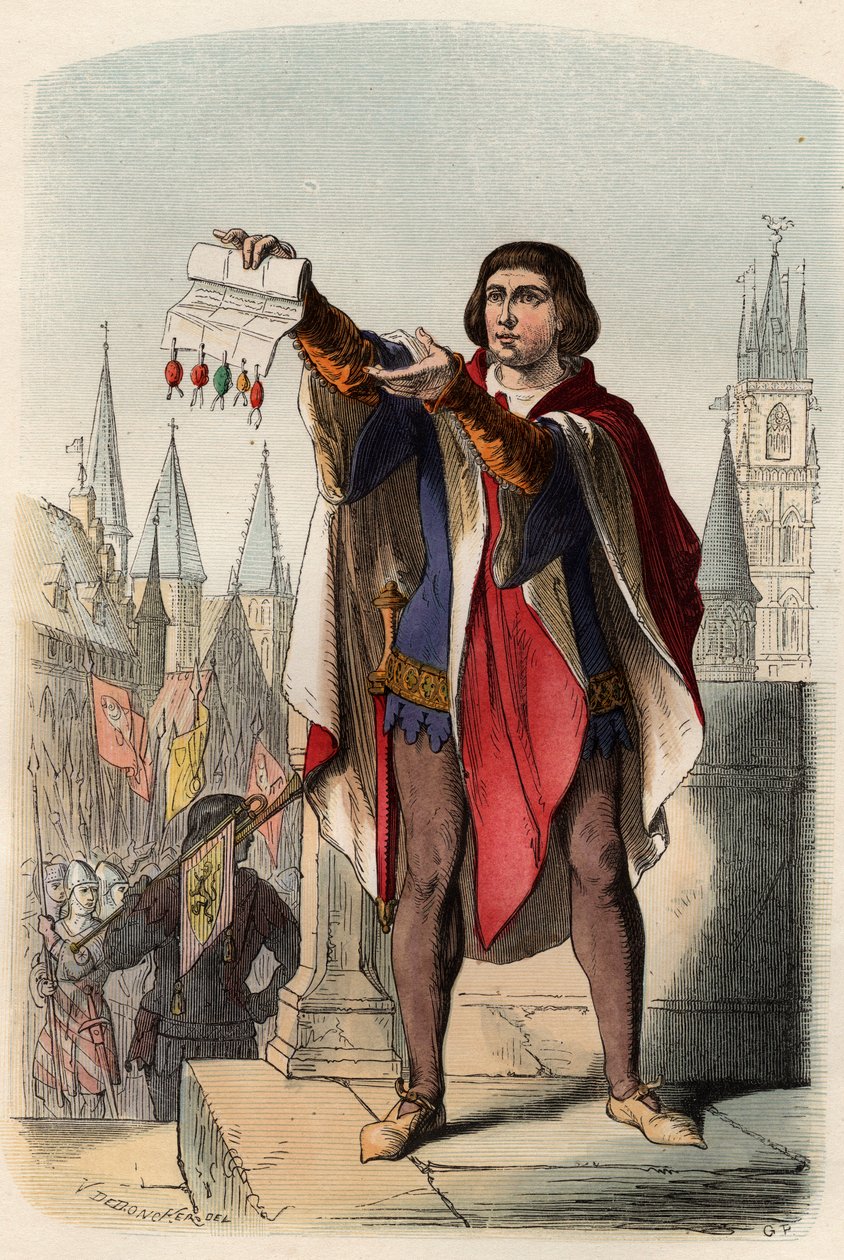 Portrét Jacques nebo Jacob van Artevelde (1287-1345) vlámský politik. Rytina z roku 1868 v „Histoire de Belgique od primitivních dob do konce vlády Leopolda I.““ od Theodora Justeho (1818-1888). Soukromá sbírka. od Unknown artist