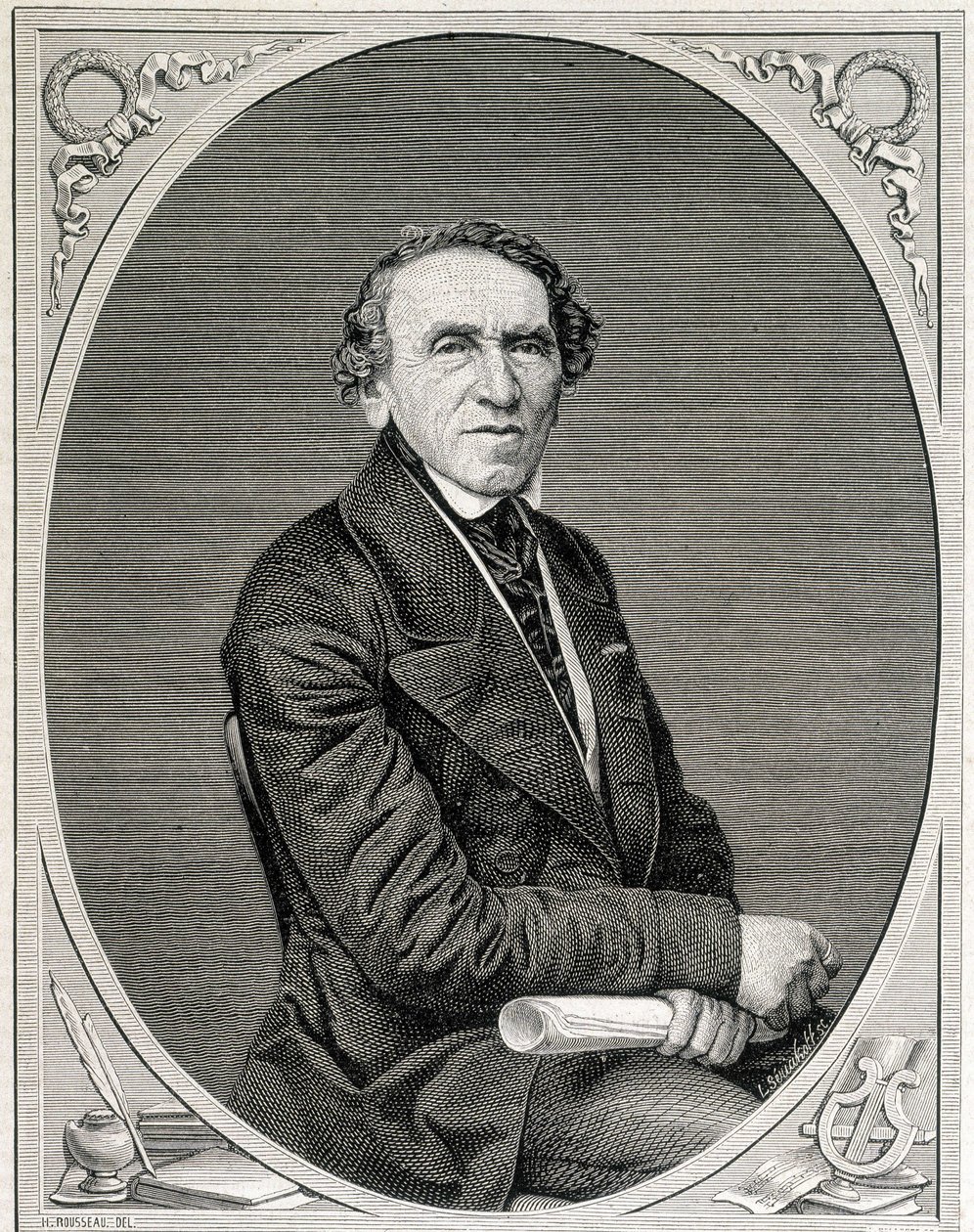 Portrét Jakoba Liebmanna Beera, známého jako Giacomo Meyerbeer (1791 - 1864), německého skladatele. Rytina 19. století. od Unknown artist