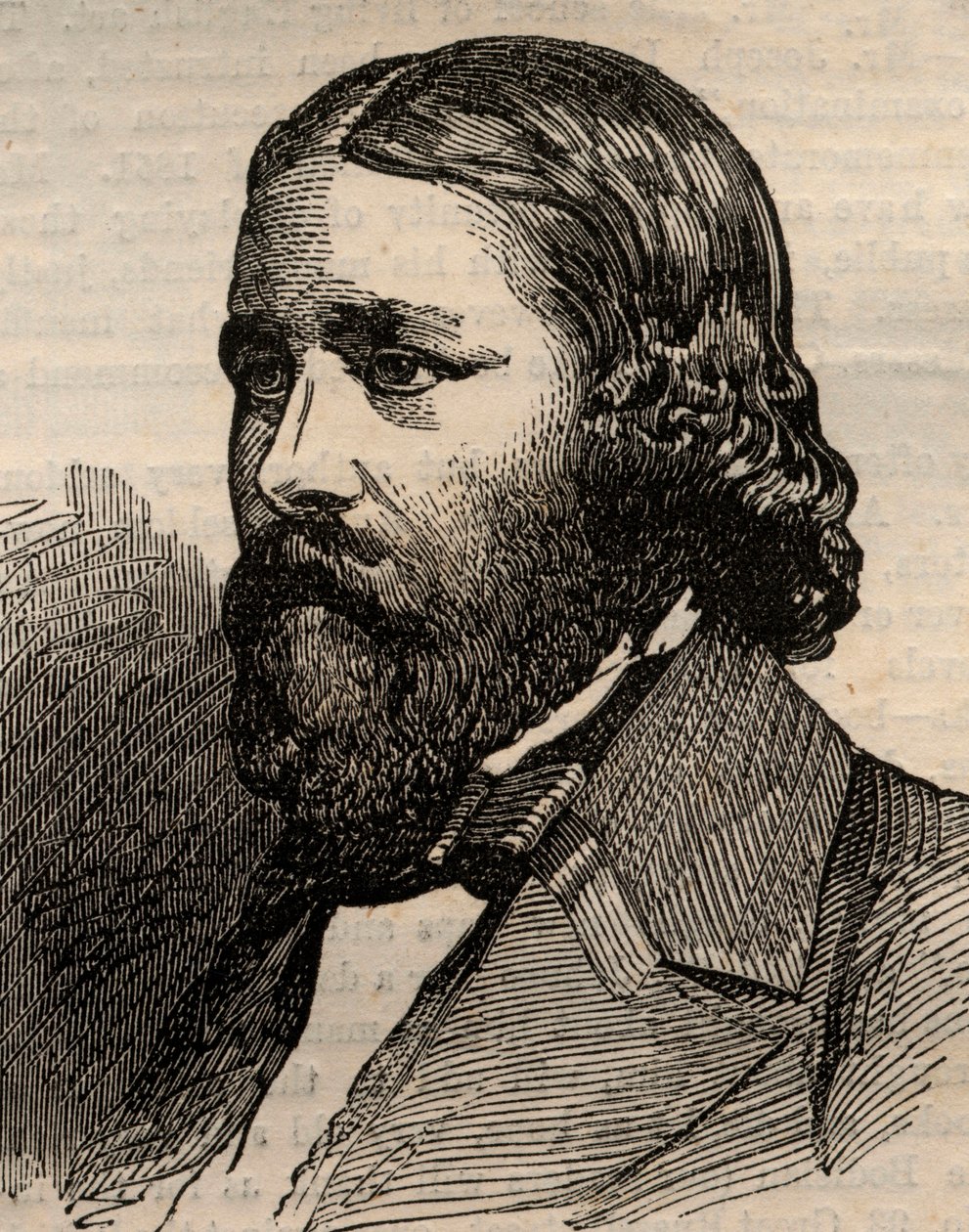 Portrét Jamese Russella Lowella (1819-1891), amerického básníka. Gravírování do „“ The illustrated London News““ z 20. března 1858. od Unknown artist