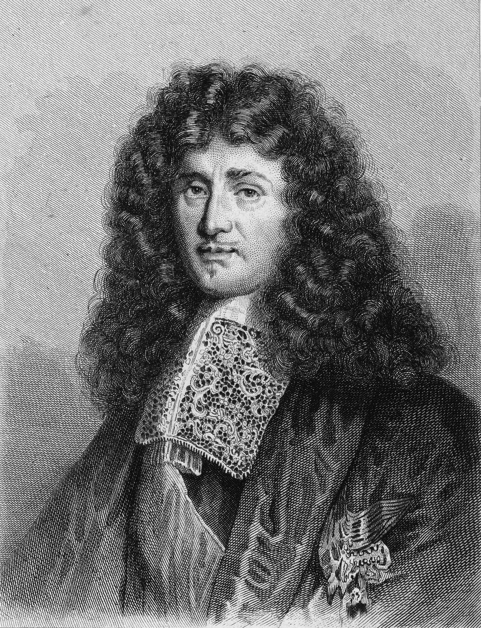 Portrét Jean Baptiste (Jean-Baptiste) Colberta (1619-1683), francouzského politika - v „Histoire des Français“ od Lavallée, rytina, sd. od Unknown artist