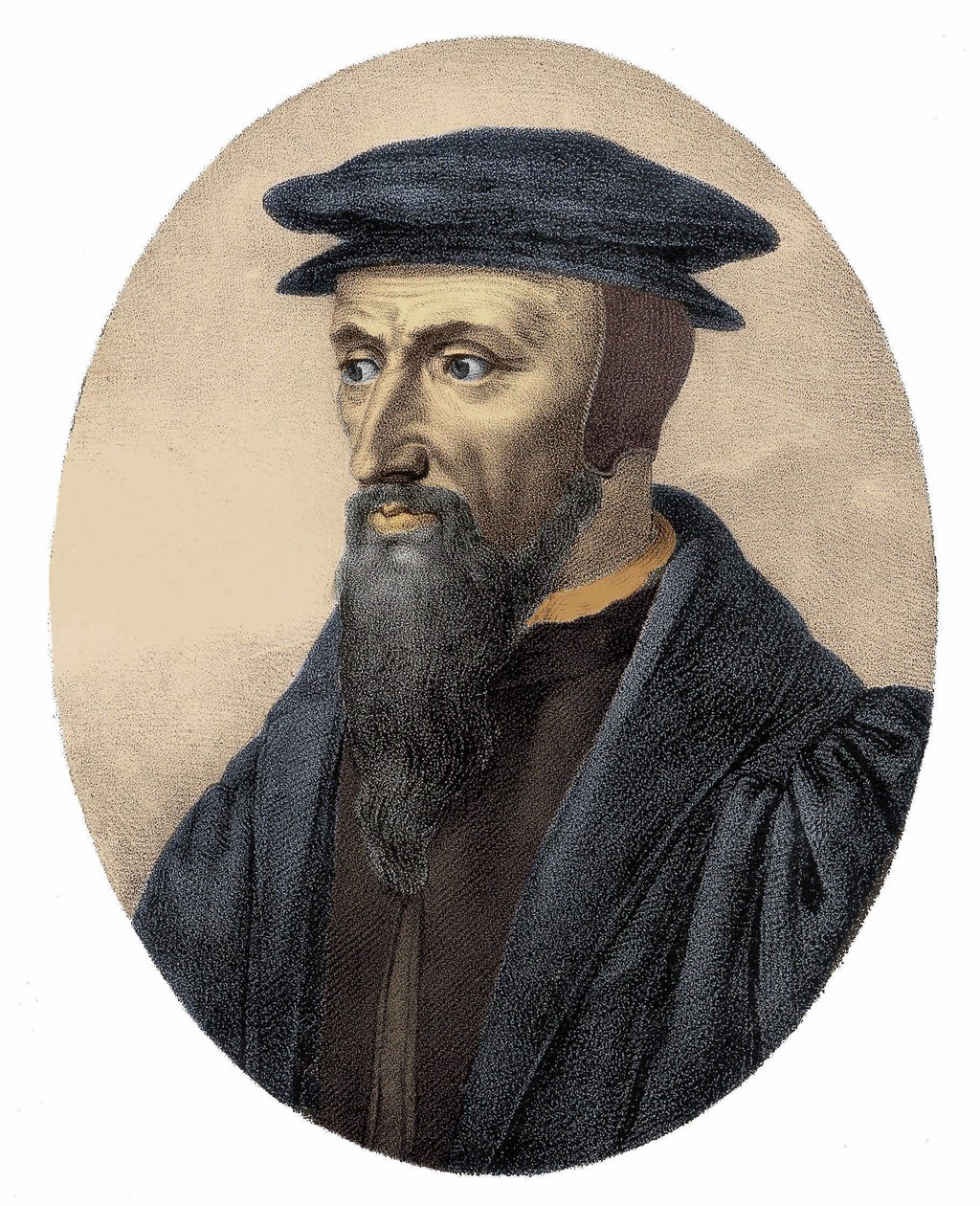 Portrét Jeana Calvina (1509 - 1564) - rytina od Unknown artist