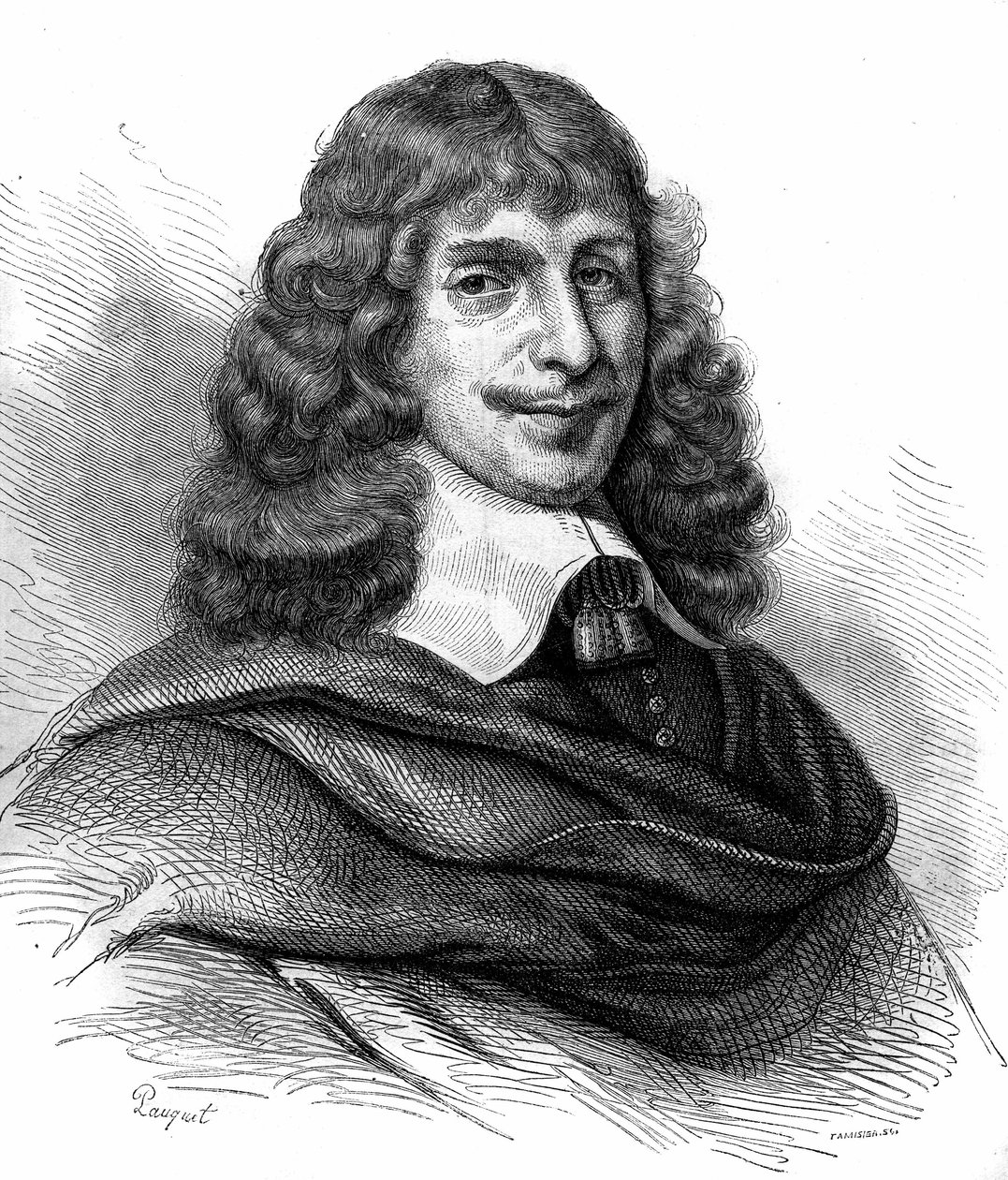 Portrét Jean Francois Sarasin (Sarrazin, Sarazin) (1614 -1654), francouzský spisovatel. Rytina z roku 1870. od Unknown artist
