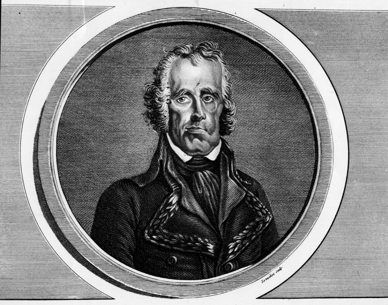 Portrét Jeana Nicolase Houcharda (1738-1793), generál francais. Rytina v „“ Kompletní sbírka historických obrazů francouzské revoluce, ve třech svazcích.“““ 1804. od Unknown artist