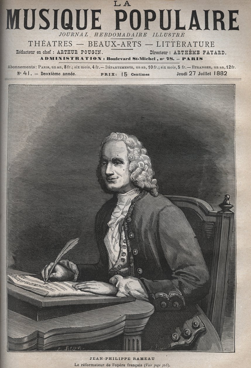 Portrét Jean Philippe Rameau (1683-1764) - Portrét Jean-Philippe (Jean Philippe) Rameau (1683-1764), francouzský skladatel - rytina v proslulém týdeníku "La musique populaire""" - 1882 od Unknown artist