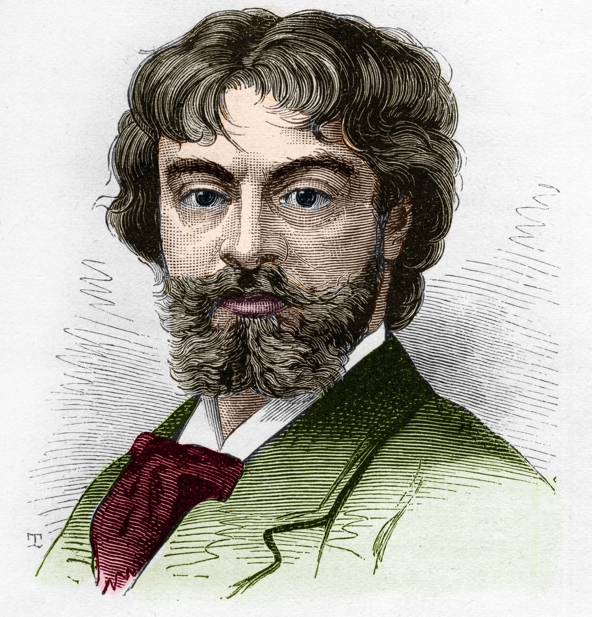 Portrét Jean Sully Mounet dit Mounet-Sully (Mounet Sully) (1841-1916), francouzský komik, člen Comedie Francaise. Rytina v „“ Le Monde Illustré““ n¡1168 ze dne 16. srpna 1879. od Unknown artist
