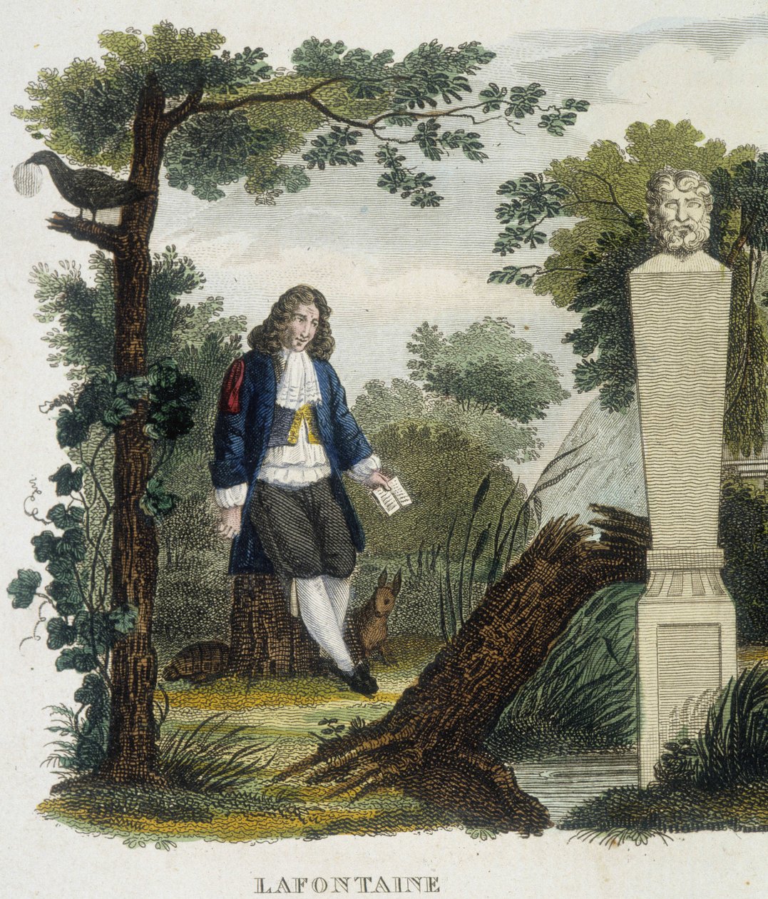 Portrét Jean de la Fontaine - rytina od Unknown artist