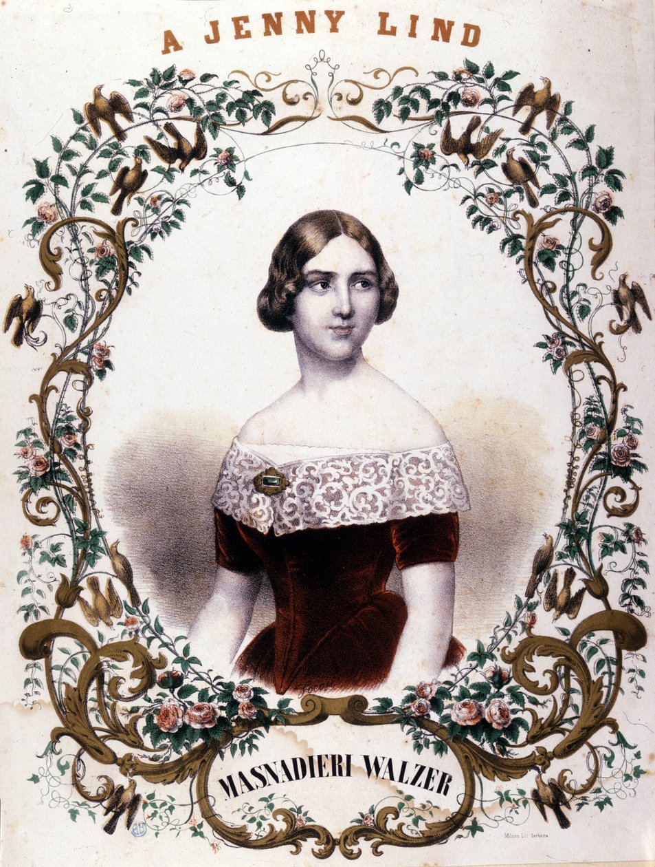 Portrét Jenny Lind (1820-1887), švédské zpěvačky. od Unknown artist