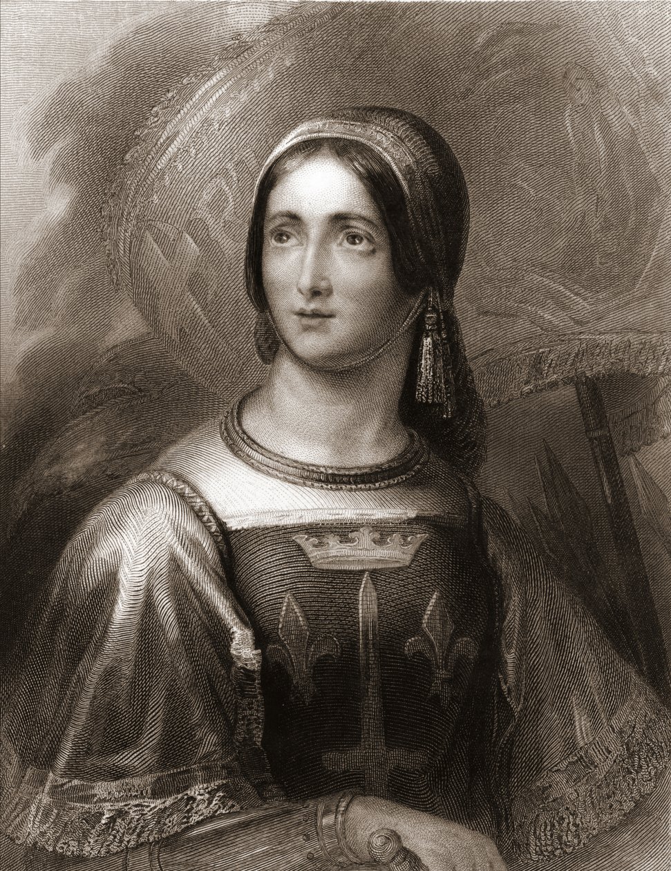 Portrét Johanky z Arku (1412 - 1431) - v „“ Histoire des Français““ od Lavallée, rytina, sd. od Unknown artist