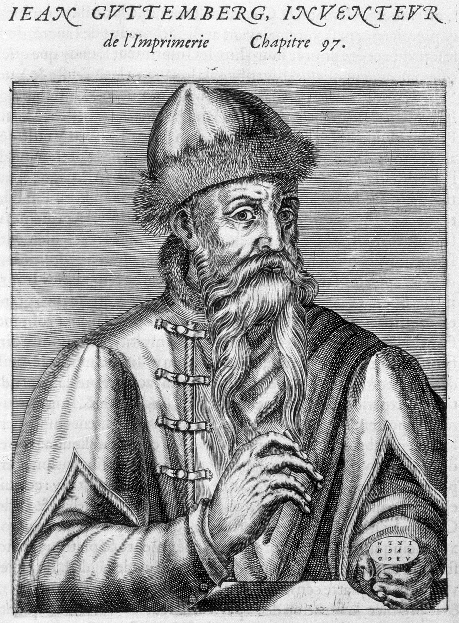 Portrét Johannese Gutenberga (1400-1468). od Unknown artist
