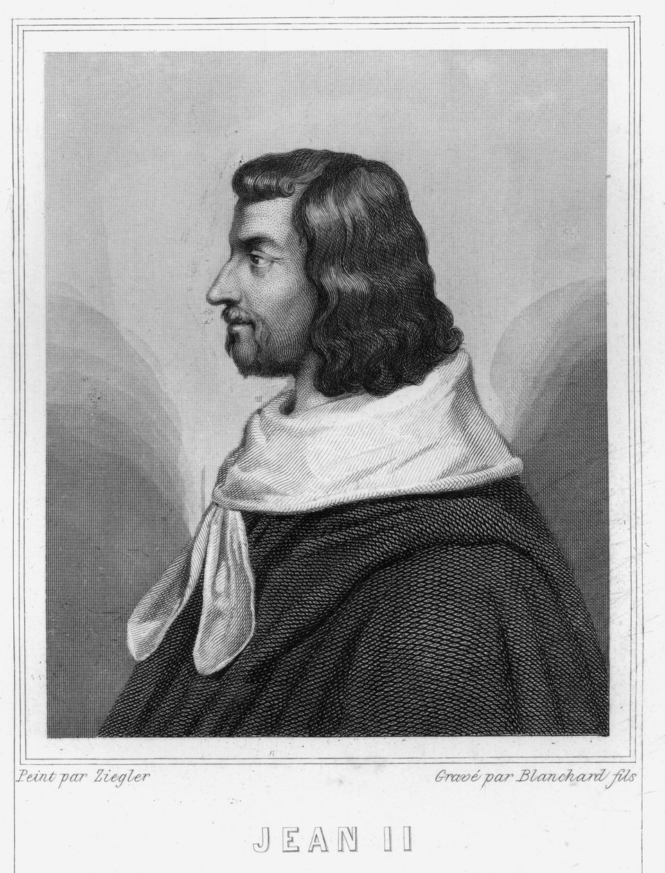 Portrét Jana II. Dobrého (1319 - 1364), krále Francie - v „Histoire des Français““ od Lavallée, rytina, sd. od Unknown artist