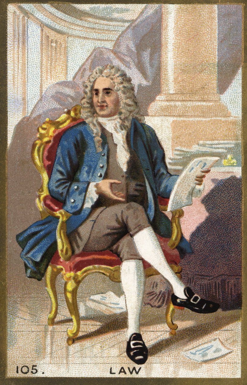 Portrét Johna Lawa (1671 - 1729), skotského finančníka. Chromolitografie 19. století. od Unknown artist