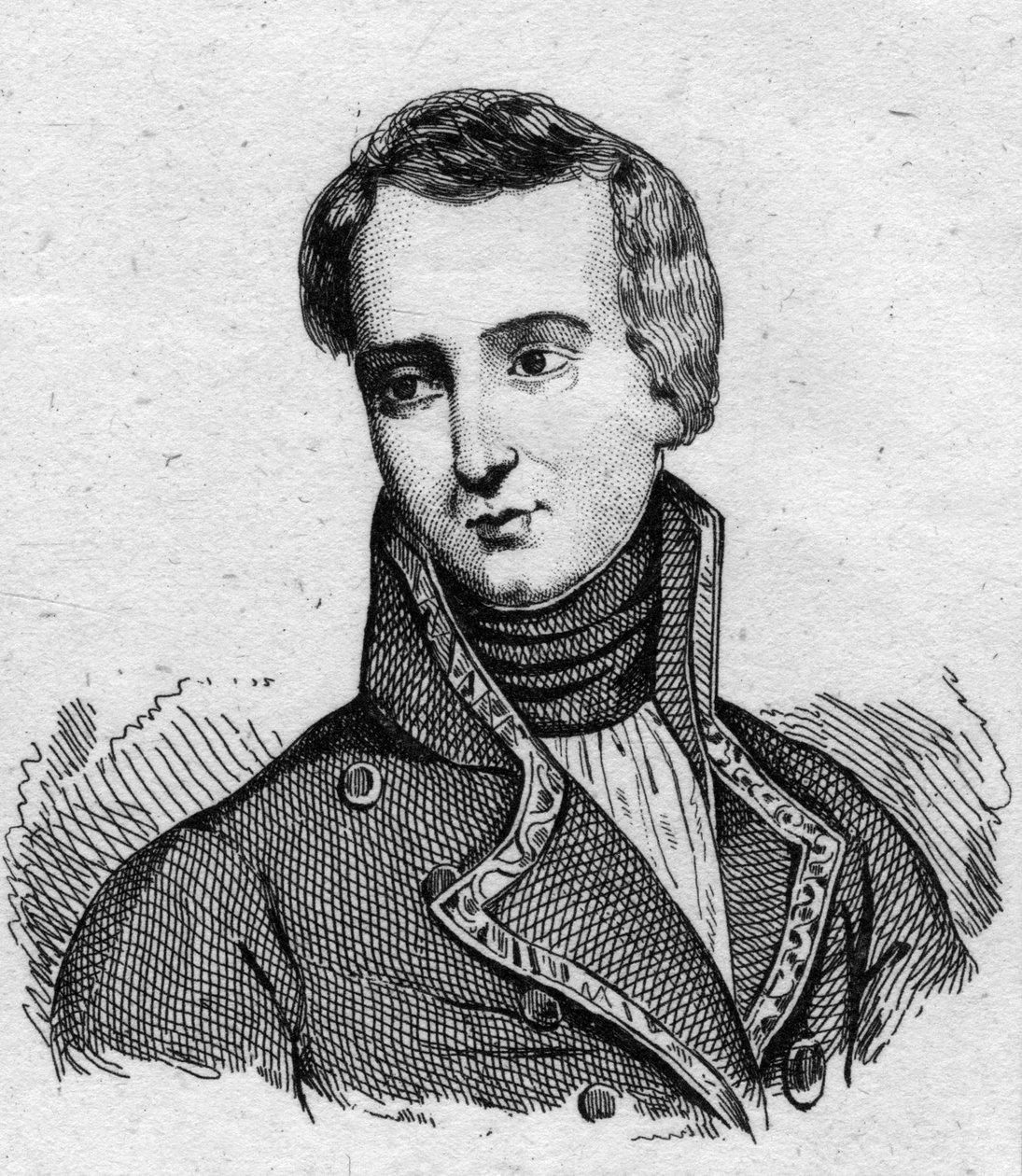Portrét Jose Rebolleda de Palafox (Palafox y MelCII) (1776-1847), španělského vojáka, který bojoval během obléhání Zaragozy (Zaragoza) v roce 1808. Rytina z 19. století. od Unknown artist