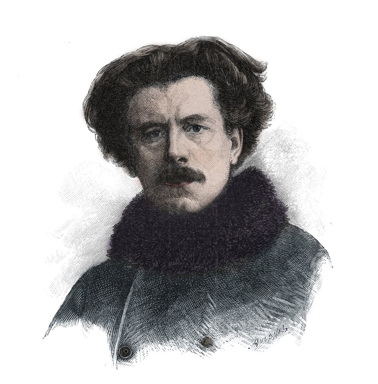 Portrét Josepha Auguste Maurice Rollinat (1846 -1903) anglický básník - rytina od Unknown artist