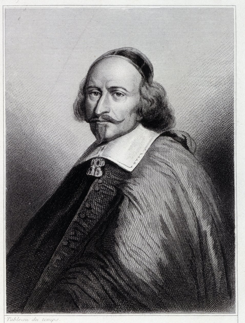 Portrét Julese Mazarina (Giulio Raimondo Mazzarino nebo Mazarino) (1602-1661), francouzského kardinála a politika - v „Histoire des Français“ “od Lavallée, rytina, sd. od Unknown artist
