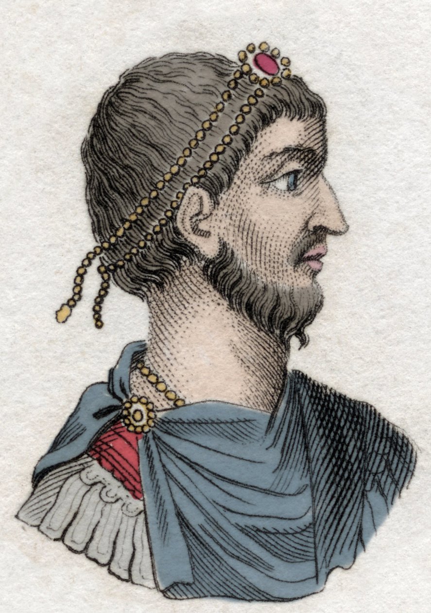 Portrét Juliana Odpadlíka (Flavius Claudius Julianus (331-363), římský císař. Rytina z 19. století. od Unknown artist