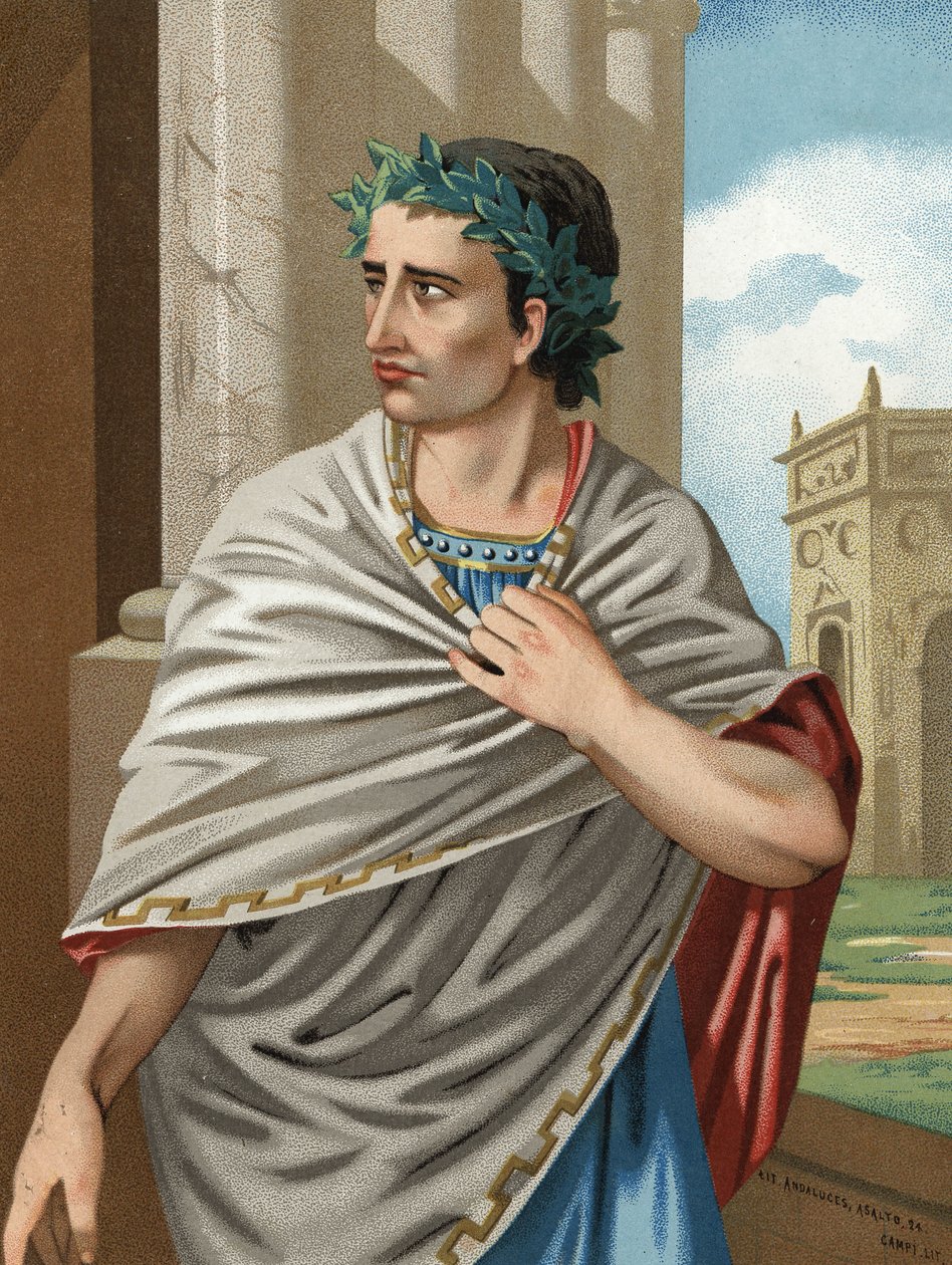 Portrét Julia Caesara v latině Caius Julius Caesar Státník a římský generál (Řím, v. 101 až Id., 44 př. Kr.). Barcelona 1877. od Unknown artist