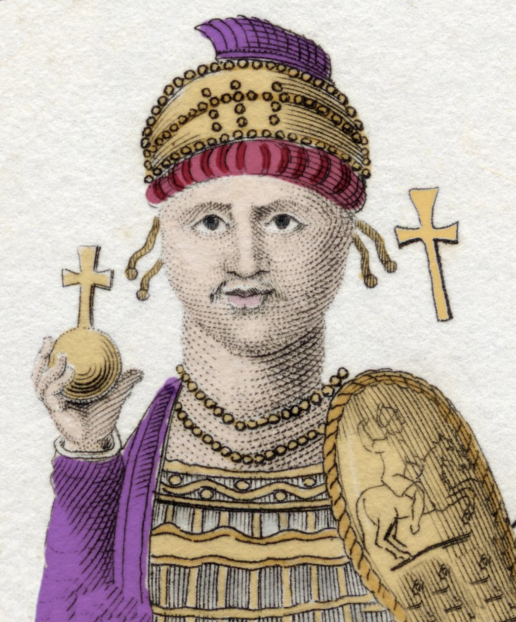Portrét Justiniána I. (Velikého) (Flavius Petrus Sabbatius Justinianus).482 - 565. Římský císař Orientu. od Unknown artist