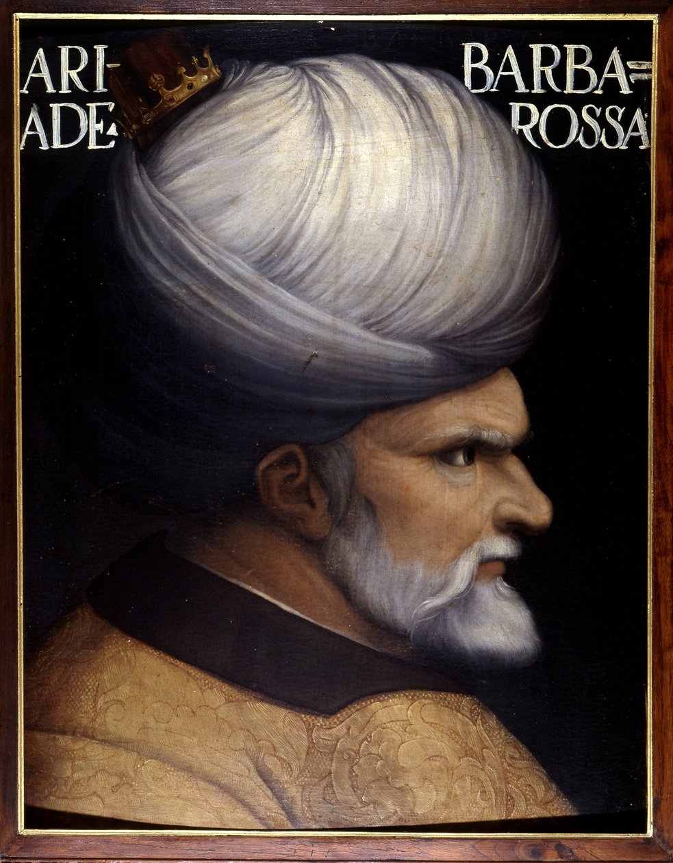Portrét Khayra Al-Dina Barberousse (1476 -1546), zakladatele se svým bratrem Alžírského regentství, byl vazalem osmanského sultána a spojencem Francie proti Karlu V. Malba 16. století. Muzeum Uffizi, Florencie. od Unknown artist