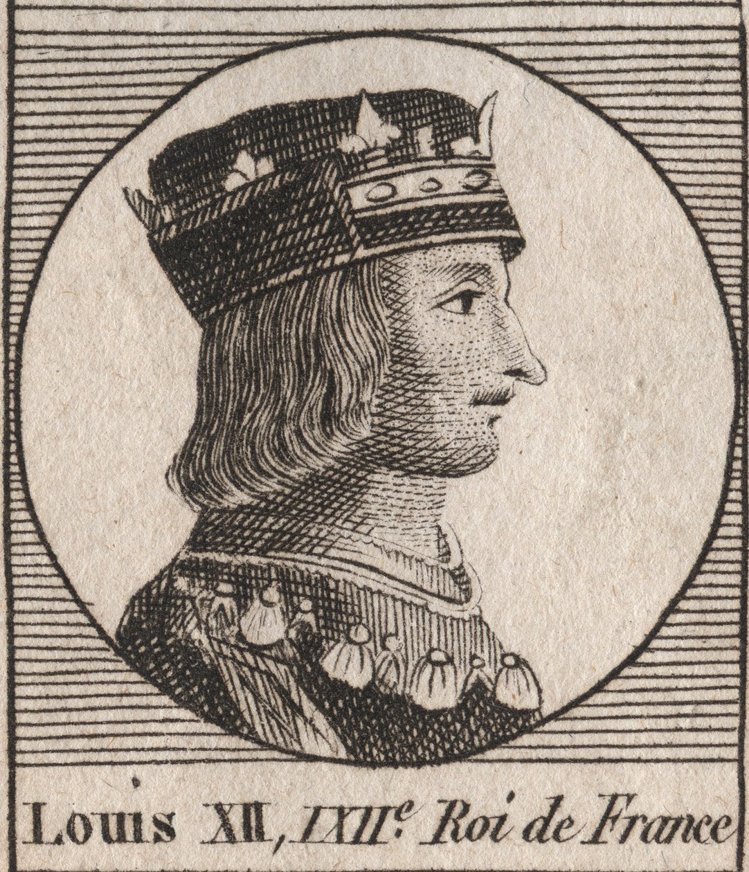 Portrét krále Ludvíka XII. (1462-1515) - Portrét francouzského krále Ludvíka XII. (1462-1515), francouzského krále - rytina z „Instruction sur l