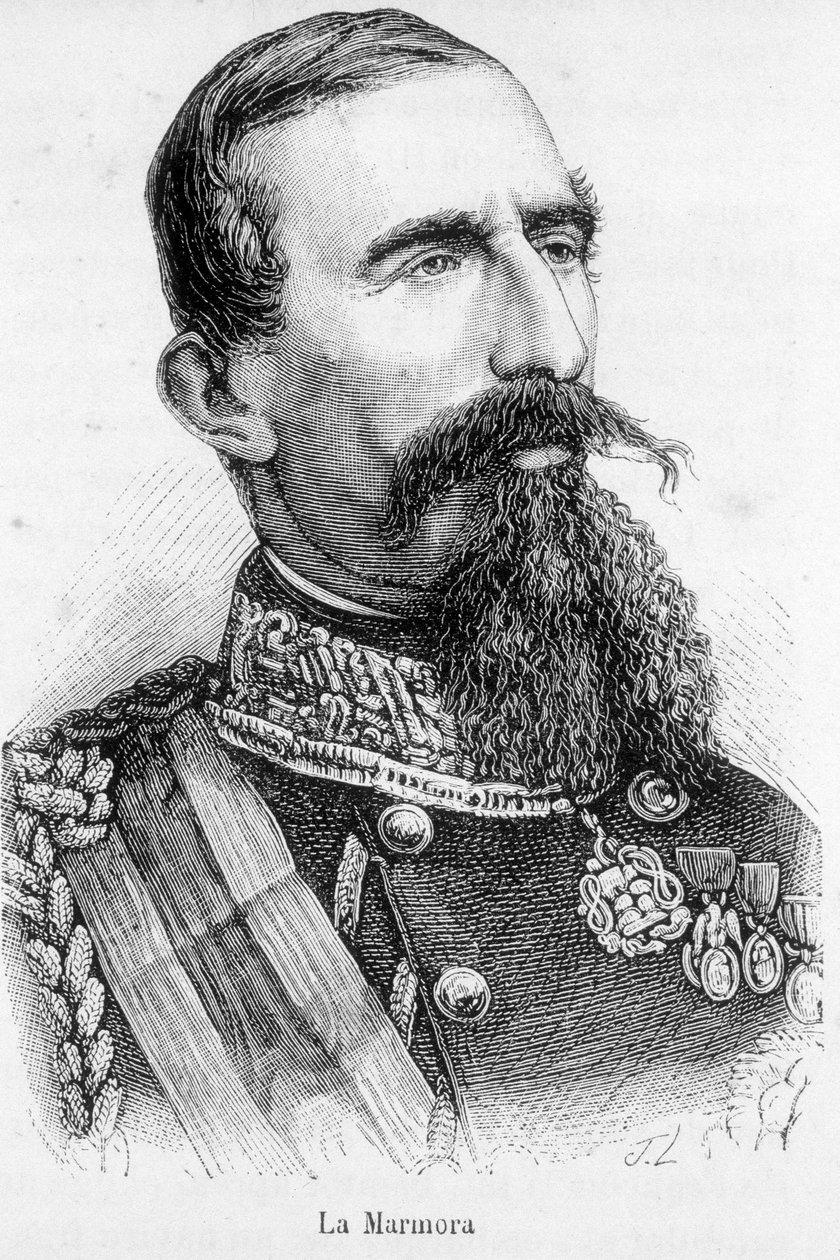 Portrét La Alfonso Ferrero, rytíř La Marmora, předseda Rady Italského království (1864-1866). od Unknown artist