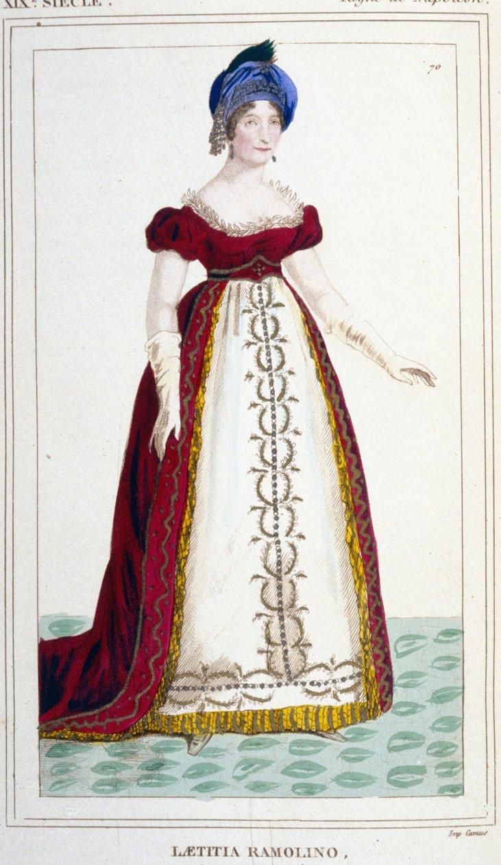 Portrét Laetitie Bonaparte (Letizia Maria Ramolino) (1750-1836), matky Napoleona I. Rytina 19. stol. od Unknown artist