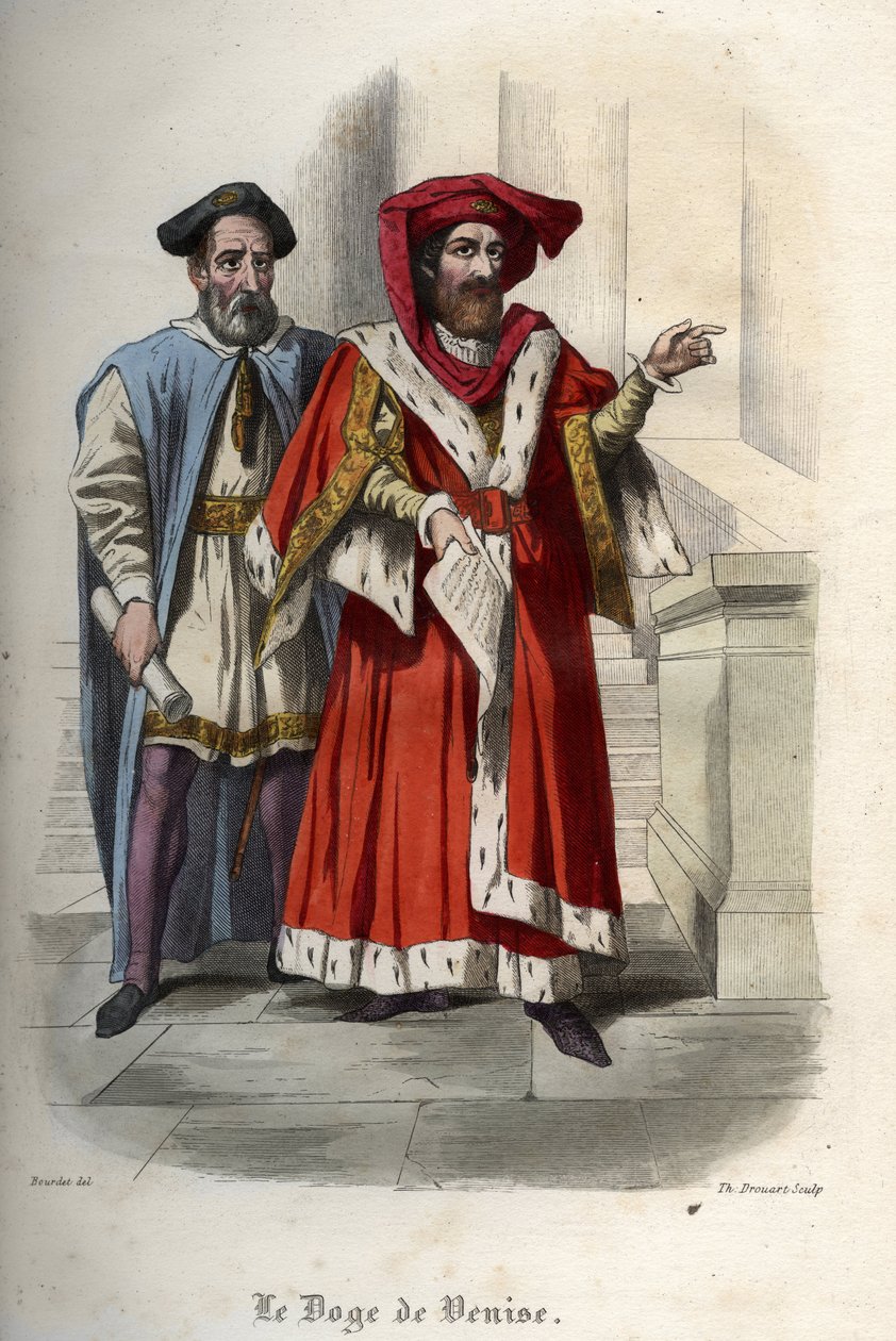 Portrét Leonarda Loredana (Loredano) (1436-1521), dóže Benátské republiky. Rytina z roku 1842 v „Histoire des Popes““ od Maurice Lachatre. Soukromá sbírka. od Unknown artist